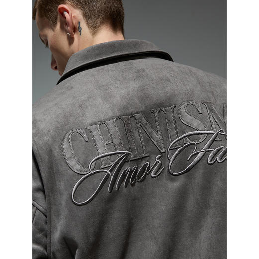 CHINISM赤尘 仿麂皮工装外套男春秋美式贴布绣翻领男士复古夹克 商品图0