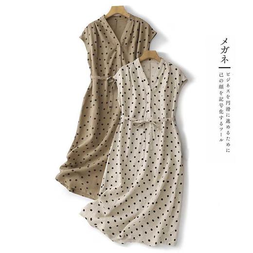 雀说波点棉麻连衣裙女夏季时尚新款流行的漂亮爆款气质裙AL2847 商品图0