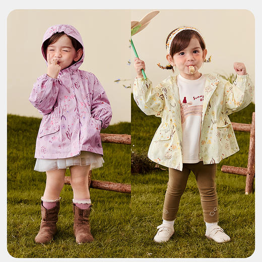 【小软皮三防】迷你巴拉女童儿童宽松收腰连帽外套2025秋新品 商品图2
