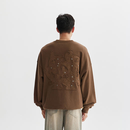 【商场同款】CHINISM赤尘 贴布绣重磅纯棉圆领卫衣男2025春季新款 商品图4