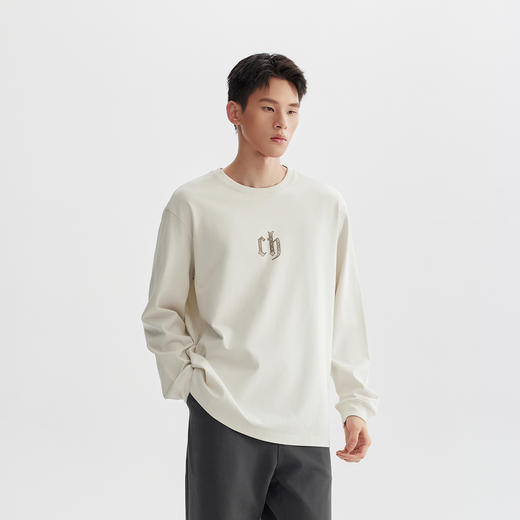 【商场同款】CHINISM赤尘 320g平纹双纱长袖T恤男2025春季新款 商品图2