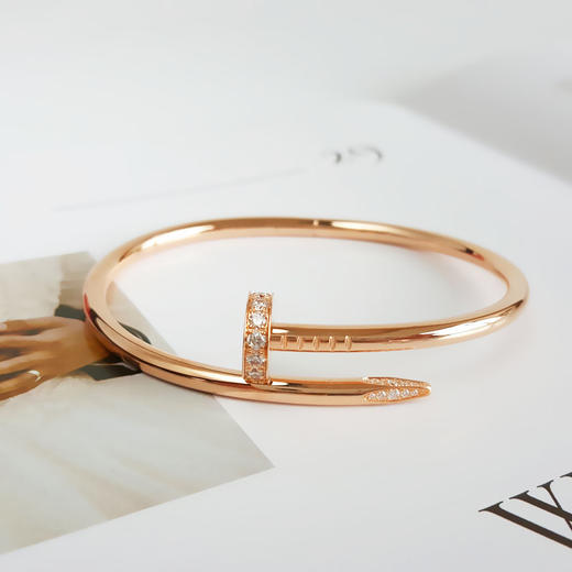 【95新】Cartier卡地亚Juste un Clou系列B6048517 18K玫瑰金头尾钻粗版钉子手镯17号中性款现售价：58000！080825TB13 商品图3