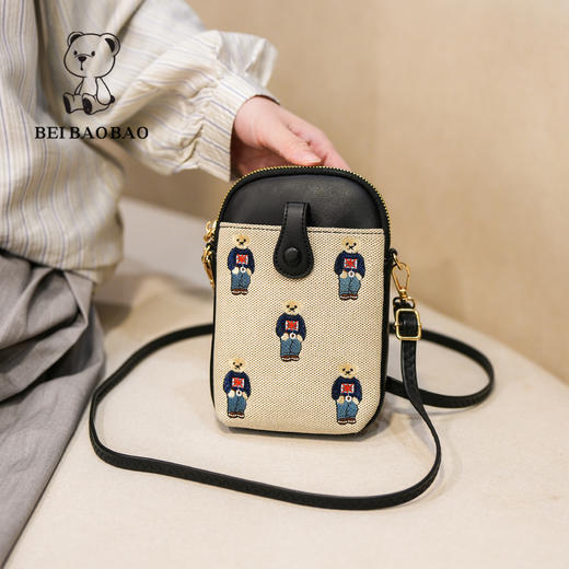 【萌趣满分💖】 帆布刺绣小熊手机包 ，小熊刺绣斜挎包✨轻便大容量，出街凹造型必备！ 商品图7