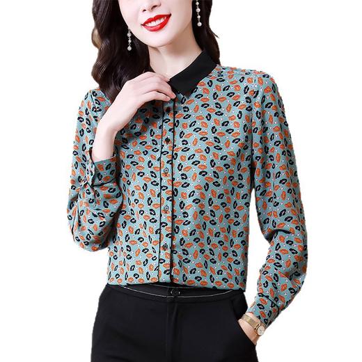 碎花雪纺衬衫女士打底衬衣春秋装新款妈妈洋气小衫桑蚕丝长袖上衣 商品图2