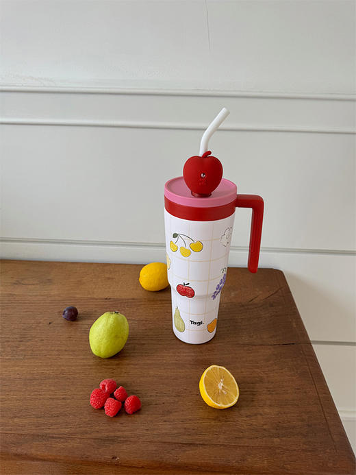 TAGI 爆米花双吸管咖啡保温杯 葡萄玉米 商品图2