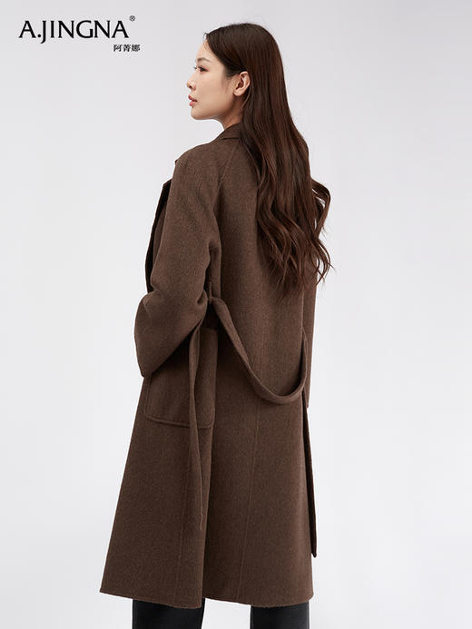 【商城同款】阿菁娜高智牦牛绒真丝气质高级感大衣F30D211083 商品图3