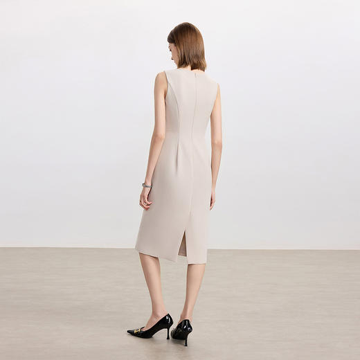 IWY/米杏色连衣裙女气质内搭西装裙秋季职业装通勤无袖长裙Q1439 商品图4