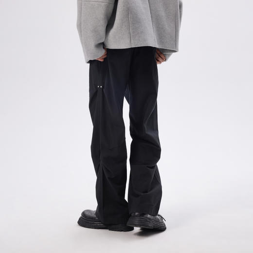 CHINISM赤尘 黑色直筒工装裤男美式褶皱撞钉微喇休闲裤男生裤子 商品图3