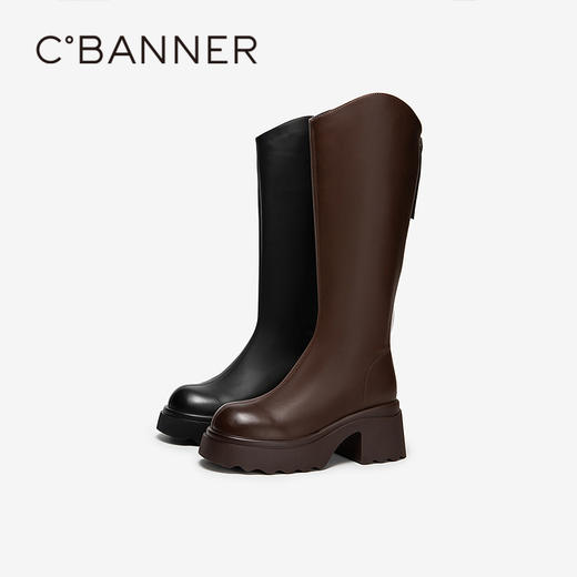 千百度厚底增高长靴骑士靴女美拉德高筒靴显瘦保暖A25500226 商品图0