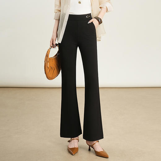 「自」全新升级【铂金会员174/天猫229/差价55】(45608)洛诗琳窄版直筒九分裤2025秋季新款高腰显瘦微喇叭休闲长裤 商品图0