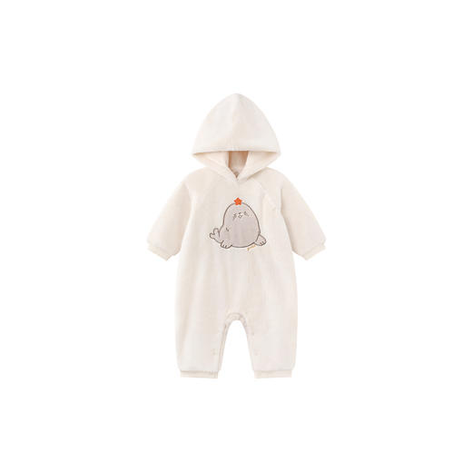 英氏婴儿衣服秋冬绒感保暖男童连身衣连帽可爱女童衣服冬季新款 商品图4