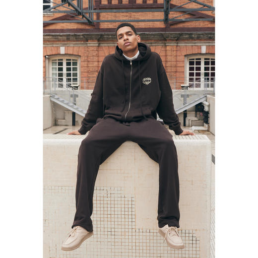 CHINISM赤尘 重磅475G连帽开衫卫衣男春季水洗做旧复古拉链外套 商品图2