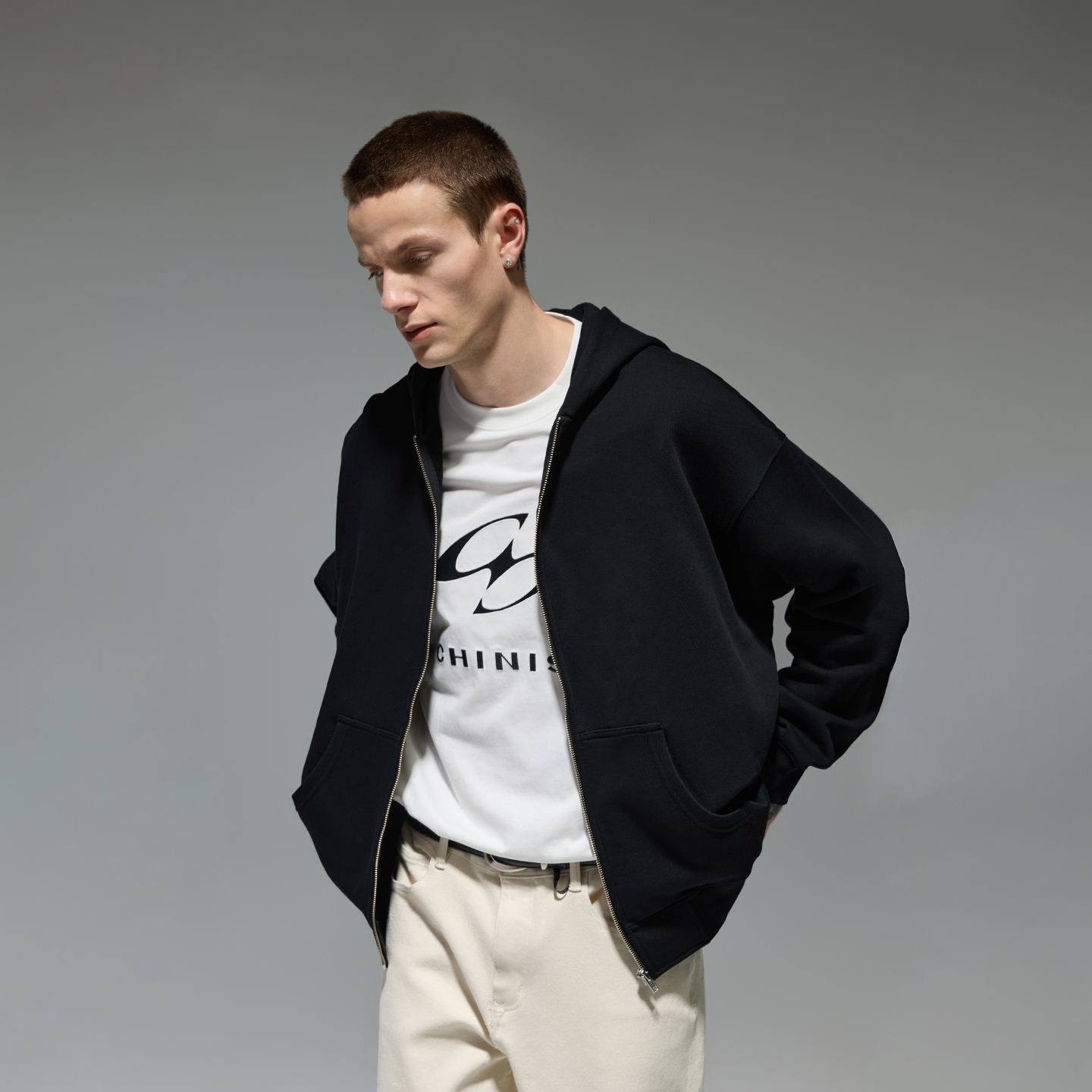 CHINISM赤尘 重磅连帽开衫卫衣男秋季潮牌宽松慵懒情侣休闲外套