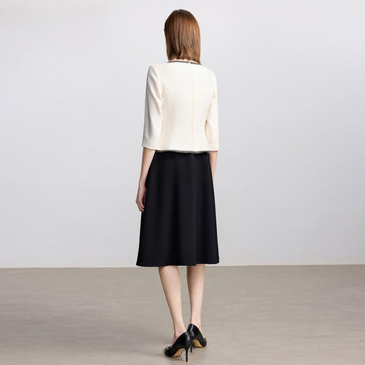 IWY/七分袖假两件撞色连衣裙女秋季七分袖小香风职业套裙Q1436 商品图4