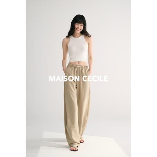 MAISON CECILE 三色/高密斜纹精纺面料显瘦挺括抽绳松紧腰弧形裤 商品图1