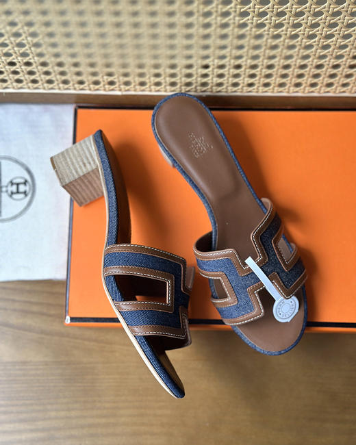 现货 THS-限时 爱马家 拼色织带款凉拖 平跟拖鞋 高跟拖鞋 6色 BZ1257 商品图6