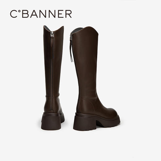 千百度厚底增高长靴骑士靴女美拉德高筒靴显瘦保暖A25500226 商品图4