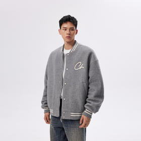 CHINISM赤尘 盘绳绣花毛呢外套男冬季加厚羊毛棒球夹克男士棉服