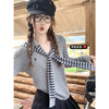 <曾小咸推荐>韩系学院风条纹披肩长袖针织衫 商品缩略图1