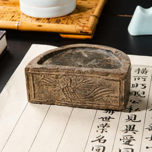 汉晋“精巧凤凰纹”古砖制砚 商品图0