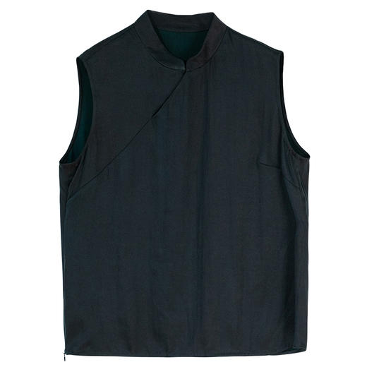 牧衣游原创 19姆米香云纱净色马夹古朴黑色真丝新中式开衫 草木蔓 商品图4