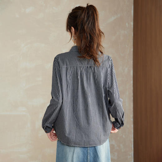 【预售3天】PY-2025年新款格子衬衫女春秋法式设计感衬衣长袖上衣XY&9587 商品图4