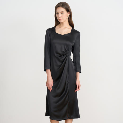 EITIE爱特爱秋季新款气质粉色收腰显瘦连衣裙7907622 商品图8