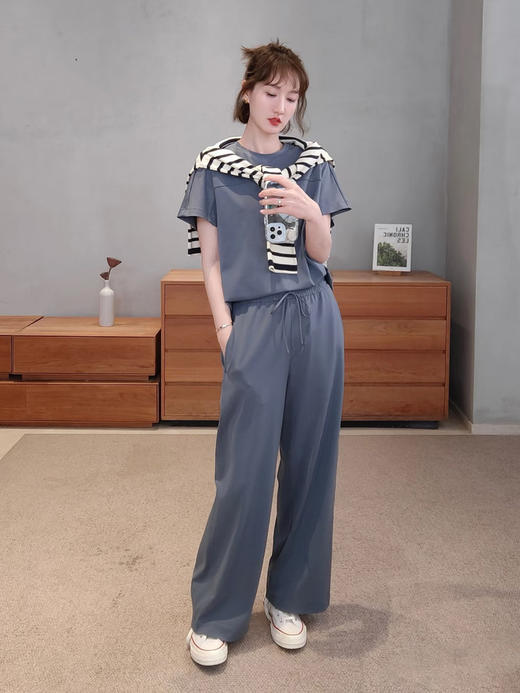 【高品质私服】【IC棉弹双面布T恤+长裤】修身立体剪裁版型，展现利落身形，无多余接缝，线条流畅G1506/G1507-CC【无标出货 介意慎拍】 商品图7