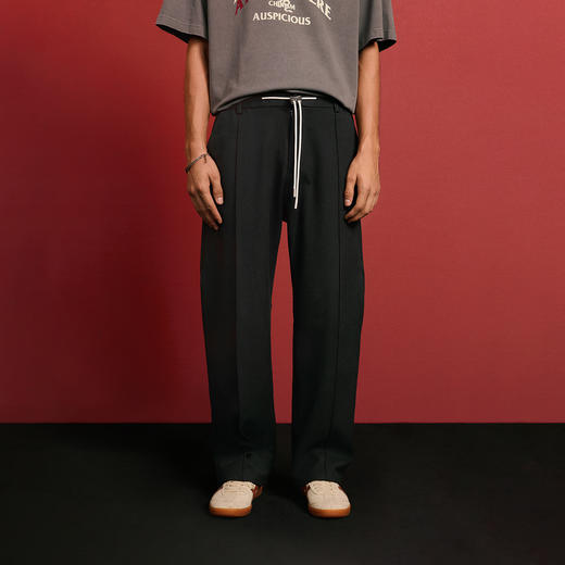 CHINISM赤尘 CH黑色垂感直筒西裤男夏季新款休闲裤宽松男士裤子 商品图3