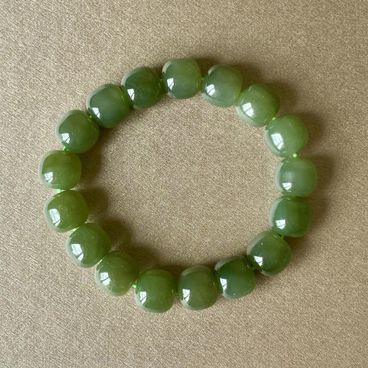 和田玉（青玉-湖水）12*11mm桶珠手串/16# 商品图0