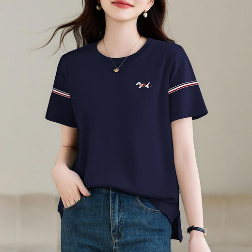 雀说圆领白色正肩短袖t恤新款夏季爆款女装衣服上衣半袖体恤衫AL20144 商品图1