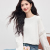 【08/12新品】熙世界2025年秋季新款蕾丝花边镂空长袖T恤女超好看白色圆领上衣 商品缩略图4