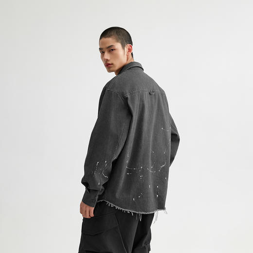 【商场同款】CHINISM赤尘 脏染泼墨印花纯棉长袖衬衫男2025春季 商品图4