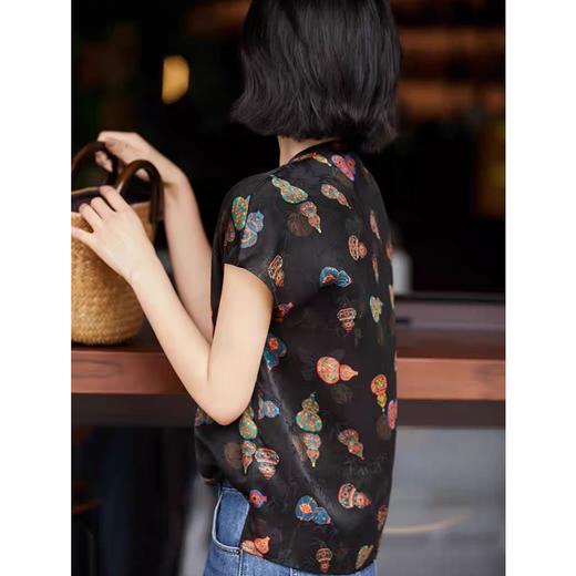 福芦花萝红云纱国风小衫【3-5天发货】纯植物染色+手工晾晒工艺 八宝葫芦纹美炸了！ 商品图5