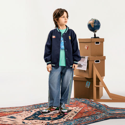 【MQD】男大童春秋季品潮酷休闲学院风运动翻领外套 商品图3