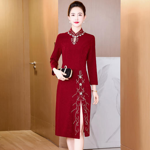 LC 2506端庄优雅显气质时尚洋气开叉旗袍裙 商品图0