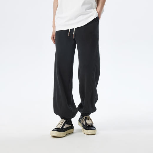 CHINISM赤尘 分割结构束脚卫裤男春秋美式男生运动裤子黑色休闲裤 商品图0