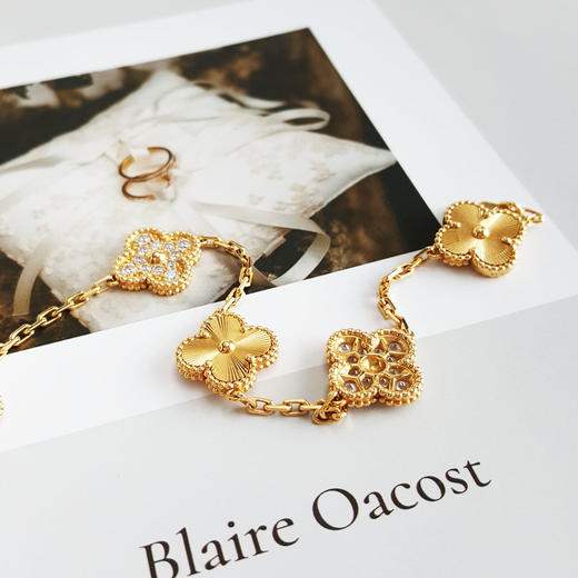 【95新】VCA梵克雅宝Vintage Alhambra系列VCARP4KN00  18K黄金镭射镶钻五花手链女士现售价：82300！080825TB14 商品图4