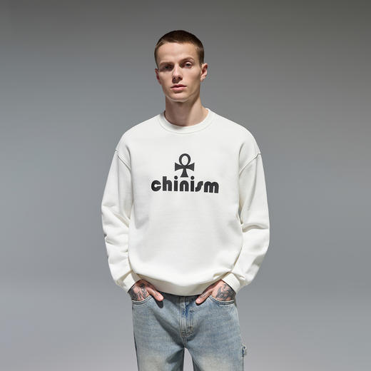 CHINISM赤尘 幸运之符圆领卫衣男秋季潮牌宽松撞色印花长袖上衣 商品图3