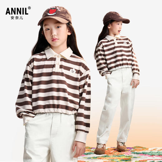 女童翻领长袖针织衫秋季新款安奈儿童装EG531511 商品图0