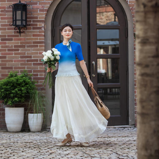 【林栖设计小店】绣花半身裙优雅百搭不规则设计宽松2025秋季新款裙子女F1953216 商品图1