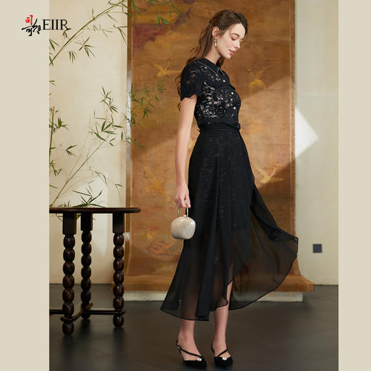 司歌蕾丝两件套收腰连衣裙拼雪纺T0911027X 商品图4