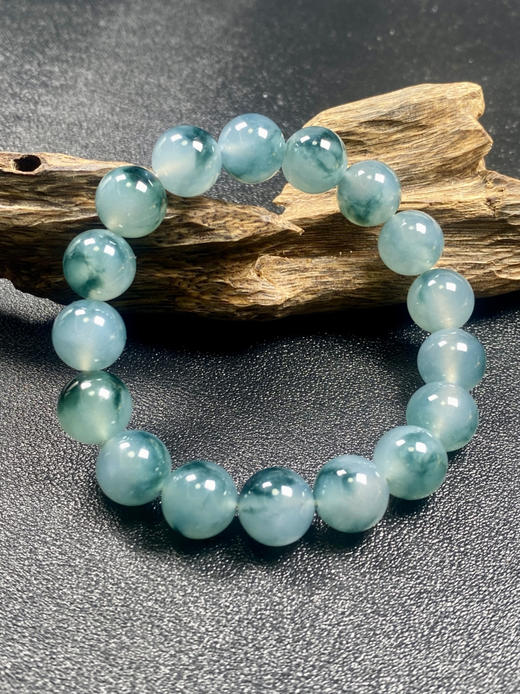 【FC0109】18K镶嵌翡翠冰飘蓝花大手串  珠圆玉润  冰润细腻 美观大气 商品图1