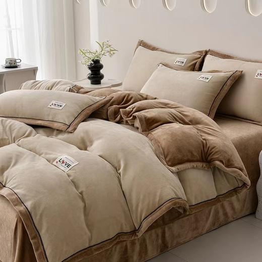 精选高克重纯色牛奶绒宽边四件套G110200001 商品图5