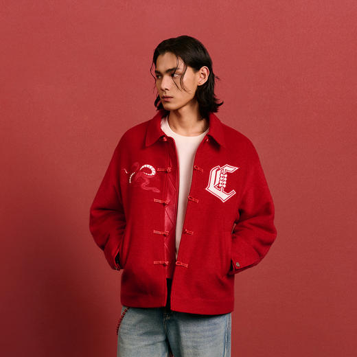 CHINISM赤尘 CH新中式毛呢唐装外套男冬季贴布绣翻领男士潮流夹克 商品图1