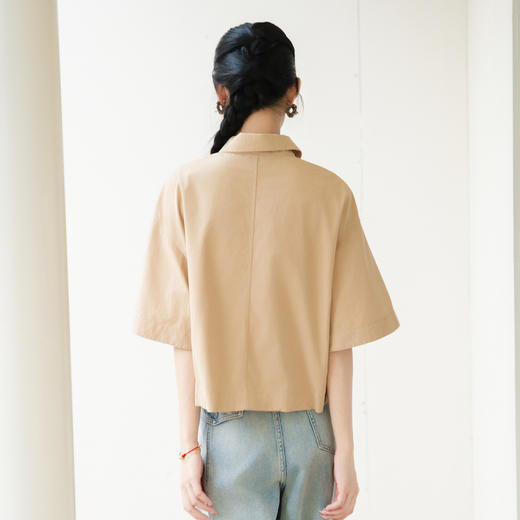 谜底印花衬衫短袖女2025秋季新款通勤百搭下摆收缩衬衣257MC7840 商品图2