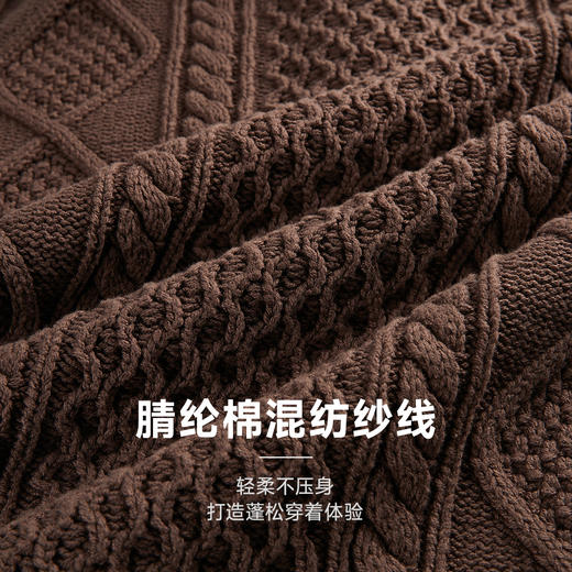 CHINISM赤尘 立领半拉链绞花毛衣男冬季美式复古针织衫男士上衣 商品图1