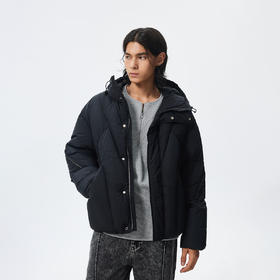 CHINISM赤尘 黑色三防连帽鸭绒羽绒服男冬季轻薄保暖加厚防寒外套