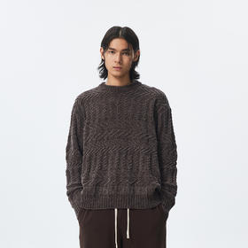 CHINISM赤尘 雪尼尔纱线柔软圆领毛衣男冬季复古半高领针织衫上衣