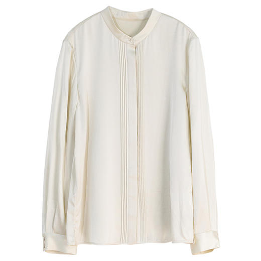 牧衣游原创 重磅22姆米净色真丝衬衫轻薄立领中式风上衣 半嵩秋水 商品图4